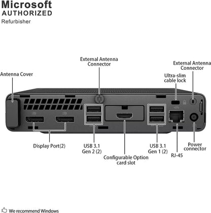HP ProDesk 600 G5 Tiny Desktop Computer PC, Core i5-9500 3.0GHz, 8GB RAM, 256GB SSD, Keyboard & Mouse, Windows 11 Pro (Renewed)
