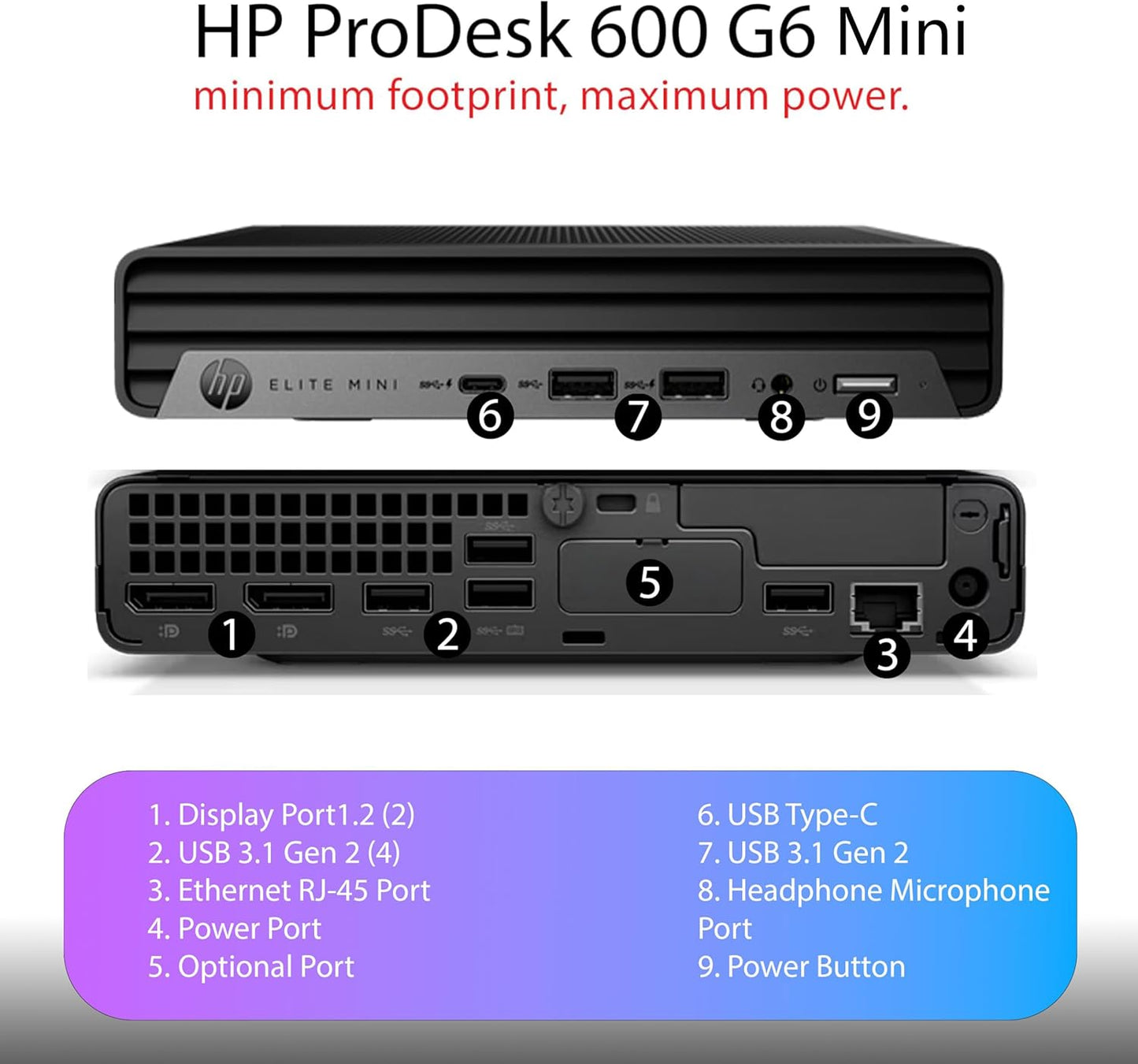 HP ProDesk 600 G6 Mini PC | Intel Core i5-10500T | 16GB RAM | 256GB SSD | Windows 11 Pro | Mini PC | Business Pc (Refurbished)