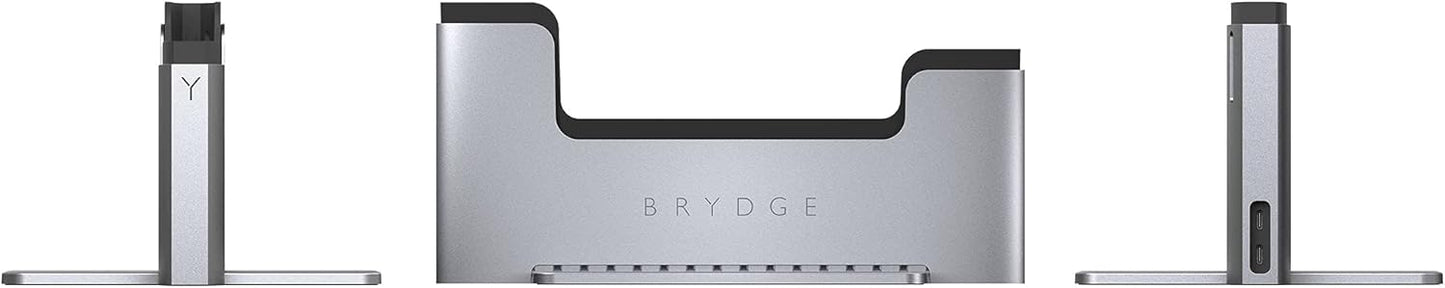 Brydge Space-Saving Laptop Stand | Vertical Docking Station | Compatible with 13-inch MacBook Air (2021-2018) | 2 x Thunderbolt 3 Ports | (Space Gray)