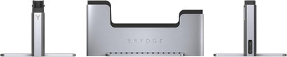 Brydge Space-Saving Laptop Stand | Vertical Docking Station | Compatible with 13-inch MacBook Air (2021-2018) | 2 x Thunderbolt 3 Ports | (Space Gray)