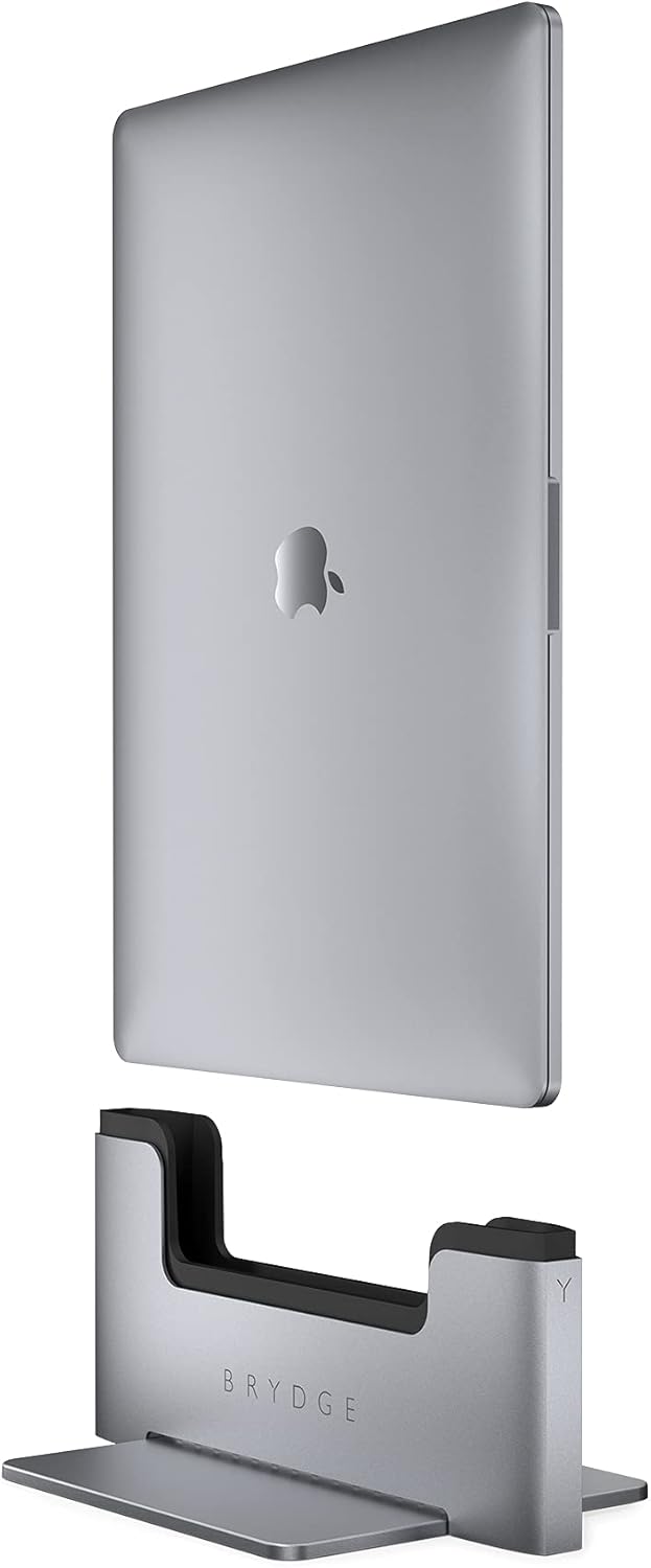 Brydge Space-Saving Laptop Stand | Vertical Docking Station Compatible with 13-inch MacBook Pro with Touch Bar (2016-2021), 2 x Thunderbolt™ 3 Ports
