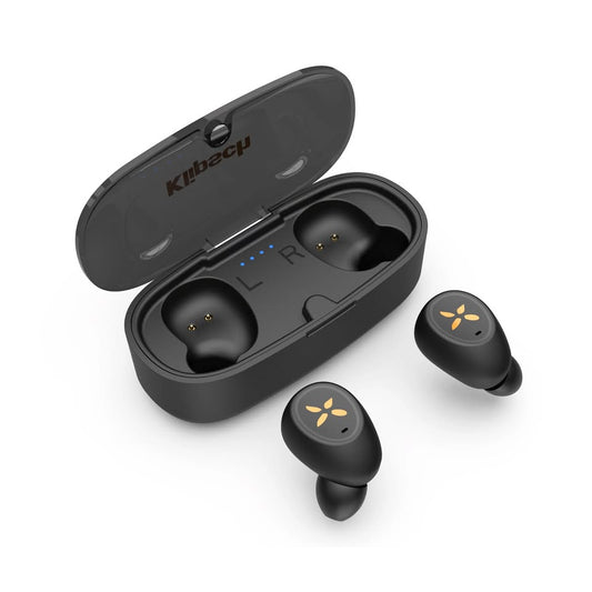 Klipsch S1 True Wireless Earphones with Wireless Charging Pad, 3.2"x1.5"x1.2"