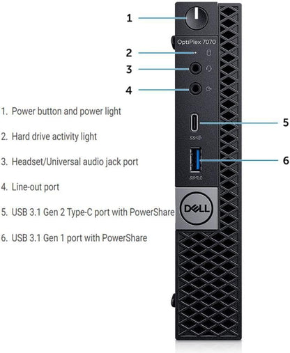 Dell OptiPlex 7070 Business Micro Desktop Computer, Intel Core i5-8500T, 8GB DDR4 RAM, 256GB SSD, USB Keyboard and Mouse, Windows 11 Pro(Renewed)