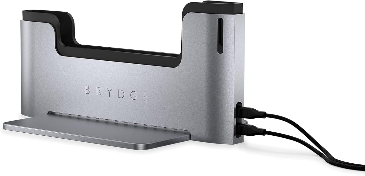 Brydge Space-Saving Laptop Stand | Vertical Docking Station Compatible with 13-inch MacBook Pro with Touch Bar (2016-2021), 2 x Thunderbolt™ 3 Ports