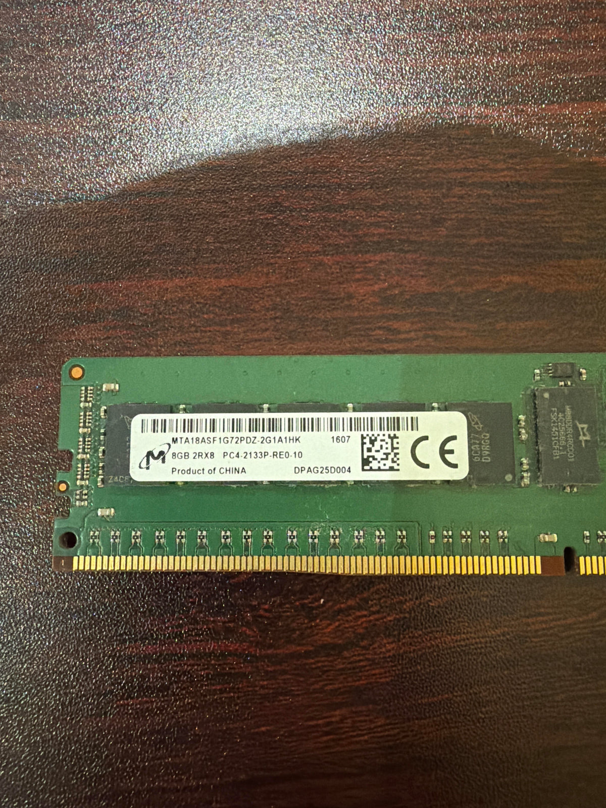 1 x Micron 8GB 2Rx8 PC4-2133P ECC DDR4 RAM module