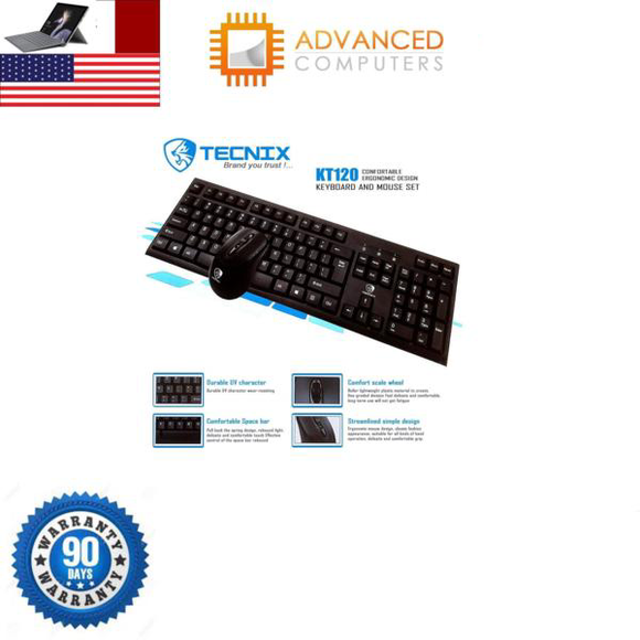 USB Wired Keyboard and Wired Mouse Bundle Pack Support Windows 10/8/7/Vista/XP, Mac, Linux, Black